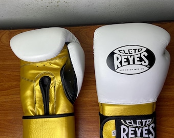 Guantes de boxeo de oro blanco / Equipo de entrenamiento y sparring de cuero genuino