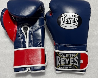 Cleto Reyes Professional Boxing Gloves – Genuine Leather, Blue Red, Customizable (All Sizes)