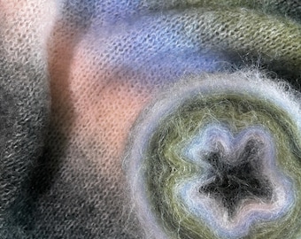 Handgefärbtes Farbverlaufsgarn Langes Farbverlaufsgarn Mohairgarn buntes Strickgarn weiches Häkelgarn Schalgarn / Schal