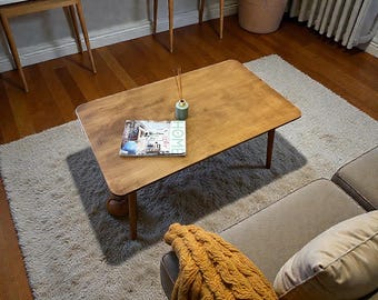 Handmade Birch Wood Coffee Table | Scandinavian Minimalist Wooden Table | Modern Living Room Furniture
