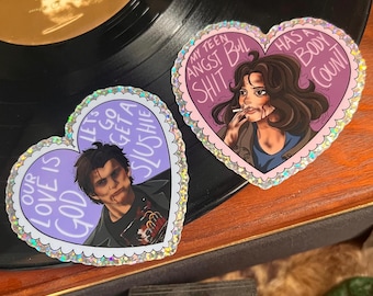 Heathers Hearts || Veronica & JD || 3 inch glitter stickers || Set of Two
