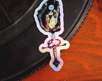 Female Symbol Oyster || Sword Sapphic || Medievalcore || 3 Inch Holographic Sticker