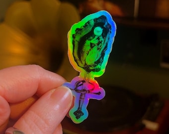Female Symbol Oyster || Sword Sapphic || Medievalcore || 3 Inch Holographic Sticker