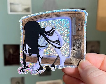 Ringu Sadako Emerging from an Old TV || 3x3 Inch Sticker || The Ring Samara