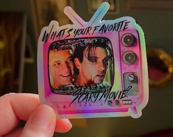 What’s Your Favorite Scary Movie || Scream || Old TV || 3x3 Inch Sticker || Horror Husbands