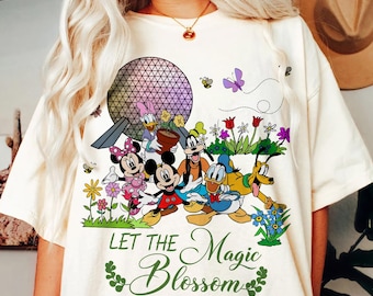 Camiseta "Let The Magic Blossom" del Festival de Flores y Jardines de Disney Epcot 2026, regalo familiar de WDW Disneyland, camiseta floral de Mickey y sus amigos de Disney