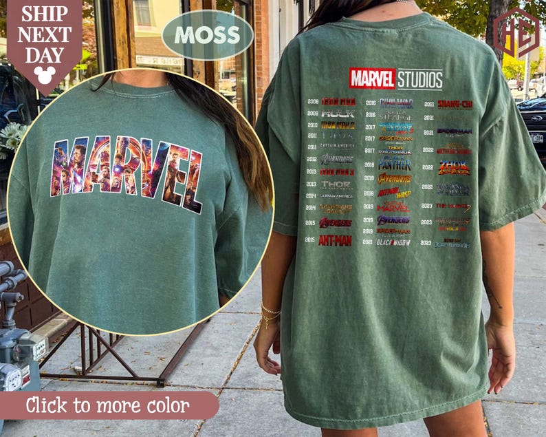 Sudadera de cuello redondo de Marvel Studios, Avengers Endgame, Avengers Fase 4, Doctor Strange, Iron Man, Hulk, Thor, Loki, Capitán América, MCU Moss/Military Green