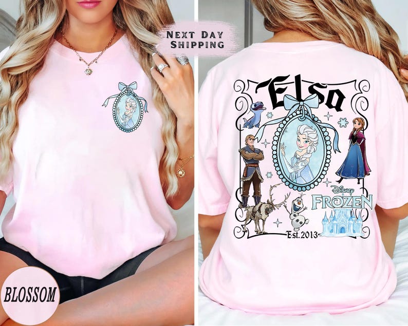 Comfort Colors® Elsa Princess Shirt Matching Disney Family Trip Shirt Retro Disney Princess The Little Mermaid Princess Coquette Sweatshirt Blossom/Light Pink