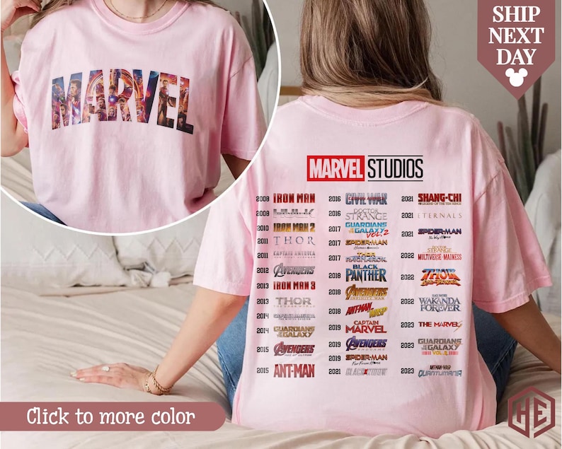 Sudadera de cuello redondo de Marvel Studios, Avengers Endgame, Avengers Fase 4, Doctor Strange, Iron Man, Hulk, Thor, Loki, Capitán América, MCU Blossom/Light Pink
