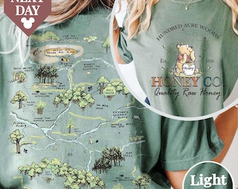 2-sided Winnie the Pooh Hundred Acre Woods Honey Co. Quality Raw Honey shirt, Vintage Pooh bear shirt, Disney world Disneyland trip shirt