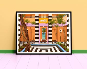 SALT of Palmar Interior Art Deco Print - Horizontal 50x70 cm / 20x28″ Premium Matte Paper, Wooden Frame