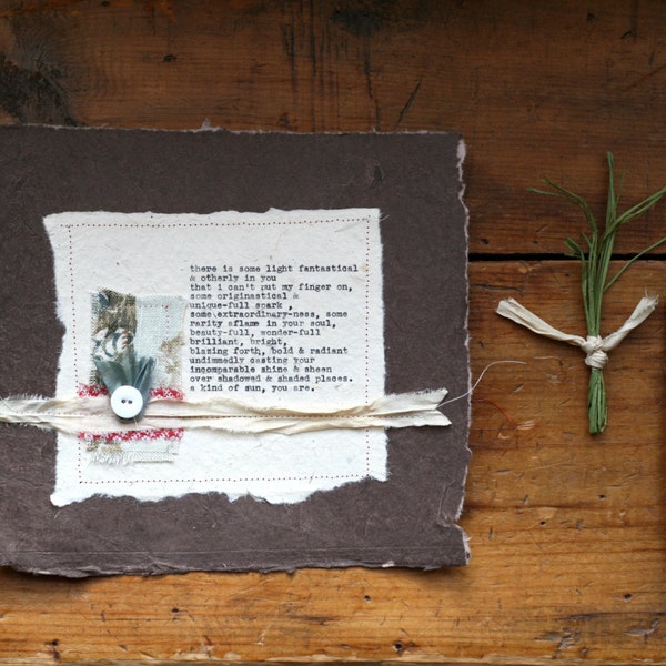 beloved fiber art piece antique typewriter love poem