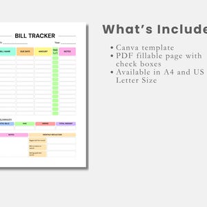 Rastreador de pagos de facturas PDF editable Organizador de facturas Canva Lista de verificación de pago de facturas editable Registro de facturas Diario de seguimiento de pagos de servicios públicos imprimible PDF imagen 3