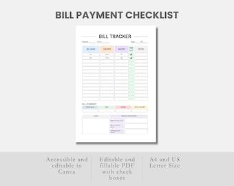 毎月の請求書支払いトラッカー編集可能なPDF請求書支払いログCanva編集可能な経費と請求書トラッカー財務トラッカー印刷可能な経費ログPDF