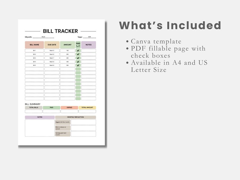 Monthly Bill Payment Tracker PDF Expense Tracker Printable Bill Payment ...