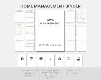 organizador doméstico, fichário de gestão da casa, pacote de fichários para organização da casa, kit digital de planejamento doméstico, rastreadores de produtividade, planejador de manutenção da casa