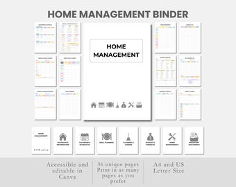 home management binder printable ADHD cleaning schedule daily routine planner household organizer bundle home maintenance checklist template