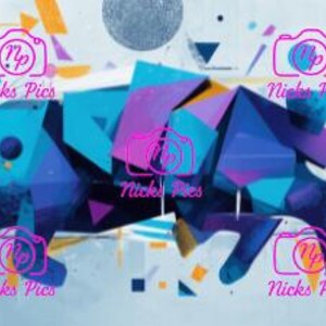 May include: Abstract digital art banner featuring a stylized cat in shades of blue, purple, and teal. The cat is depicted in a geometric, fragmented style, with a light blue background and scattered shapes.