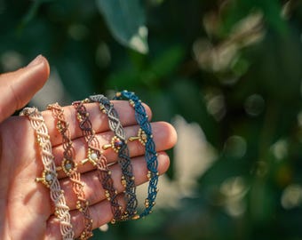 Makramee Fußkettchen Boho Hippie | verstellbar | Sommer Schmuck Strand Festival Anklet