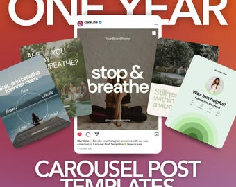 The Mindful Wellness Bundle by Clarel.me | 1 Year of Wellness Content | Non-Beige Canva Templates | Coaches, Therapists, Wellness Brands
