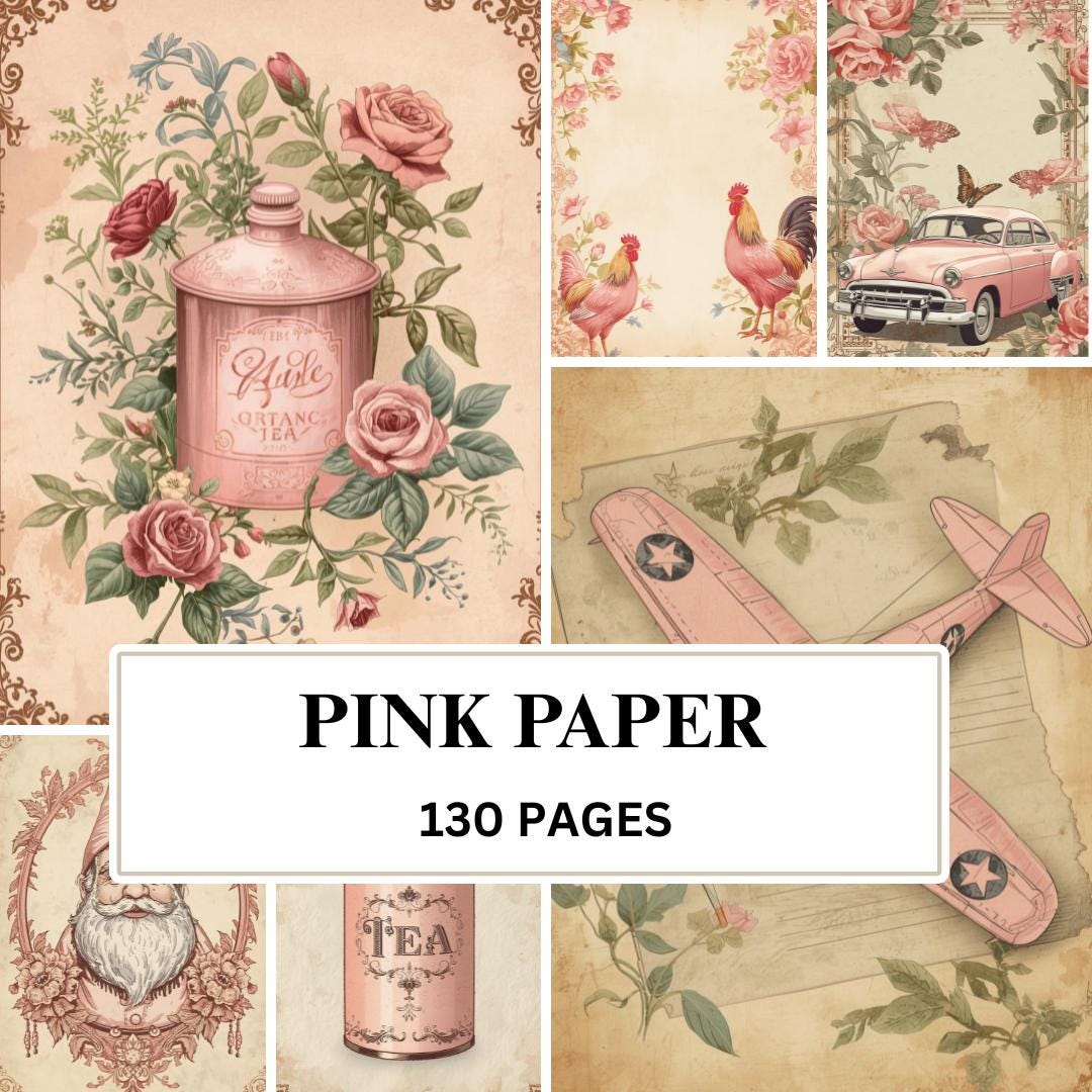 Pink Paper Printable, Pink Old Paper, Vintage Pink Scrapbooking Paper