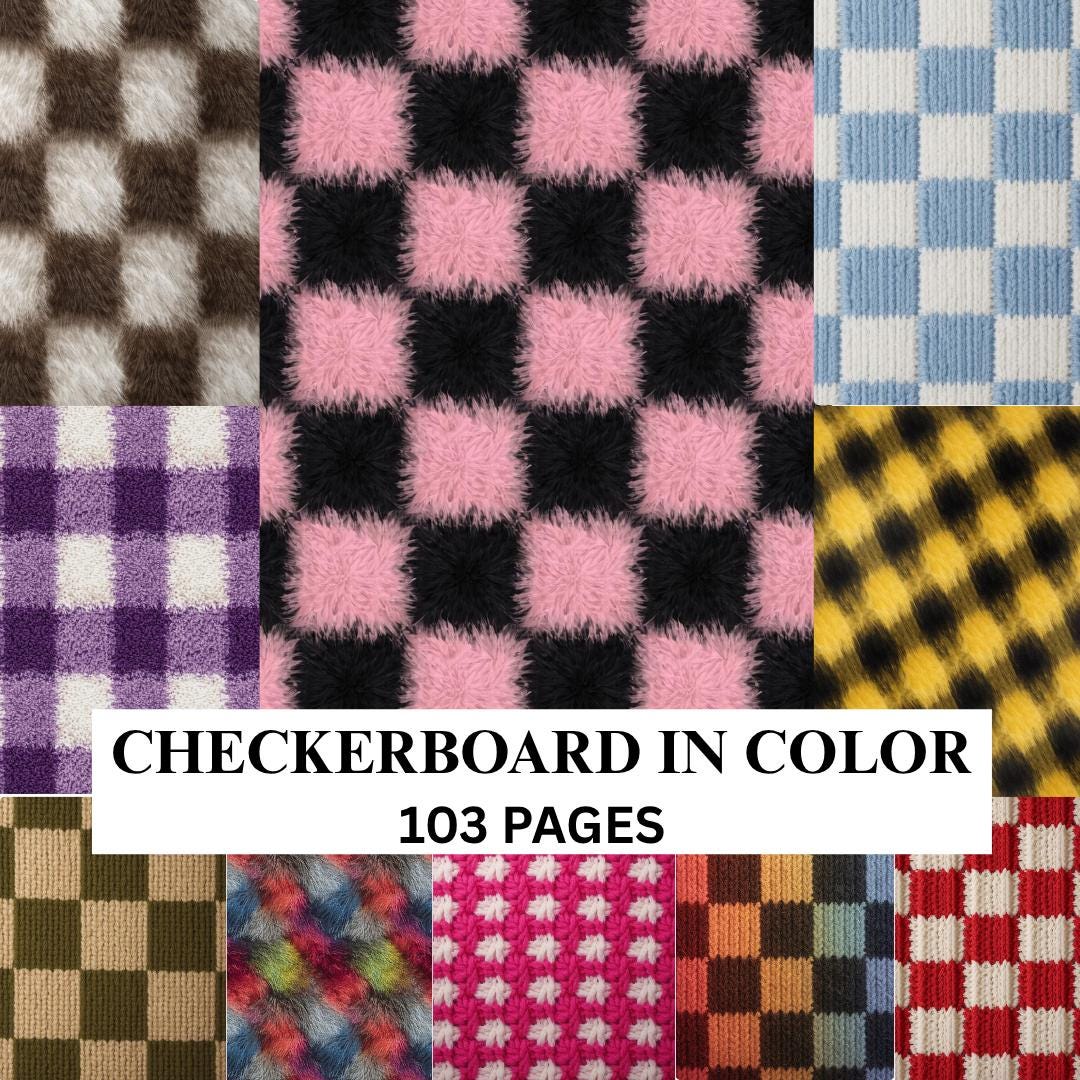 Checkerboard Digital Papers, Fabric Junk Journal Pages, Knitted Boucle ...