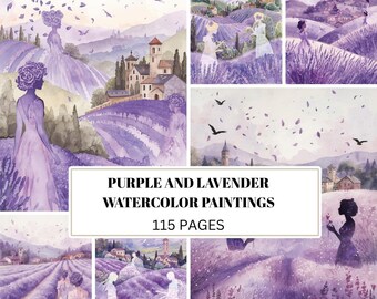 Purple Junk Journal Printable Pages , Lavender Garden, Violet Digital Papers | Scrapbook Download