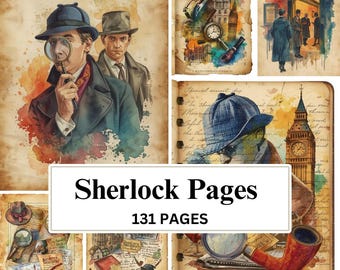 Victorian Detective Junk Journal Printable | Sherlock Holmes Inspired Digital Pages | Gothic Vintage Ephemera | Instant Download