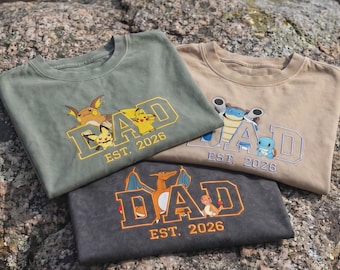 PokeDaD Comfort Colors®-shirt, custom anime, eerste vaderdagcadeau voor papa