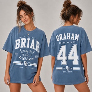 Comfort Colors Briar U Hockey Shirt, Off-Campus Garrett Graham 44 University T-Shirt, College Oversize Tee, Romance Novel Gift image 4