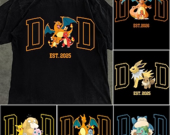 Custom PokaDad Comfort Colors® Shirt, Personalized Anime Characters Printed Graphic Tee, Anime Father's Day Gift, Gift For Dad, Pocket Beast