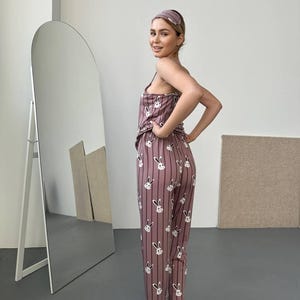 Bunny Print Pyjama Set, Cami Top und Hose Nachtwäsche, Süßer Schlaf Set Frauen, Ostern Pyjamas Bild 12