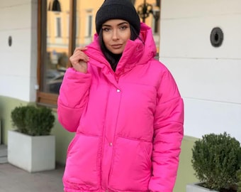 Women’s Warm Winter Jacket with Matte Fabric, Cozy Insulated Outerwear, Lightweight Puffer Coat for Cold Weather Made in Ukraine