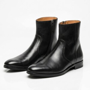 Handmade Full Grain Leather Zipper Boots for Men