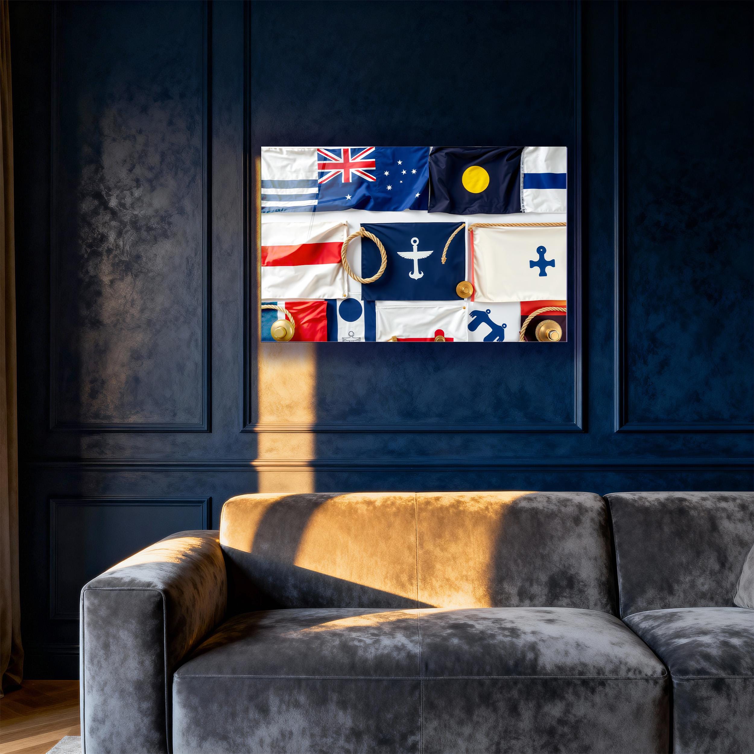 Nautical Flags Tempered Glass Art: Coastal Living Room Decor - Etsy