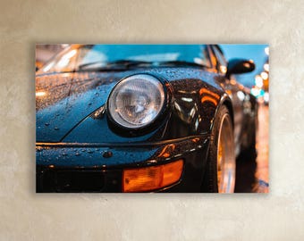 Vintage Porsche Wall Art Tempered Glass Print Man Cave Decor Classic Car Garage Sign