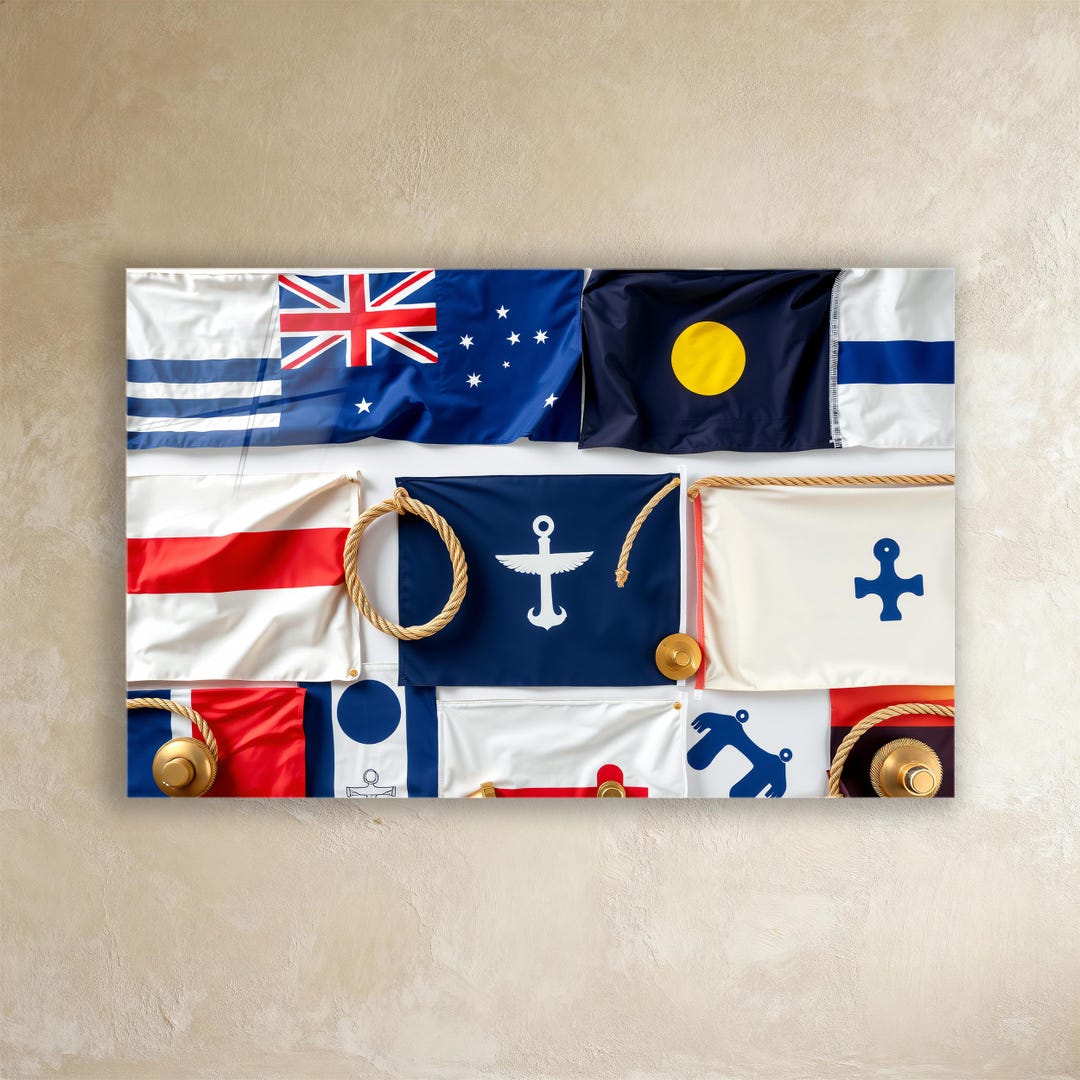 Nautical Flags Tempered Glass Art: Coastal Living Room Decor - Etsy