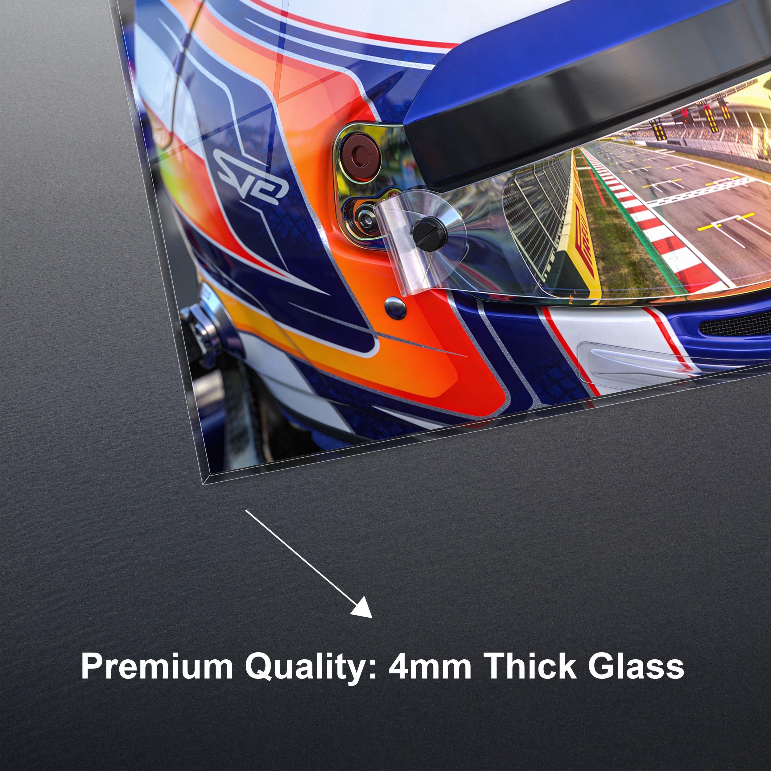 Vivid Race Car Helmet Glass Art: Motorsport Decor, UV Print - Etsy