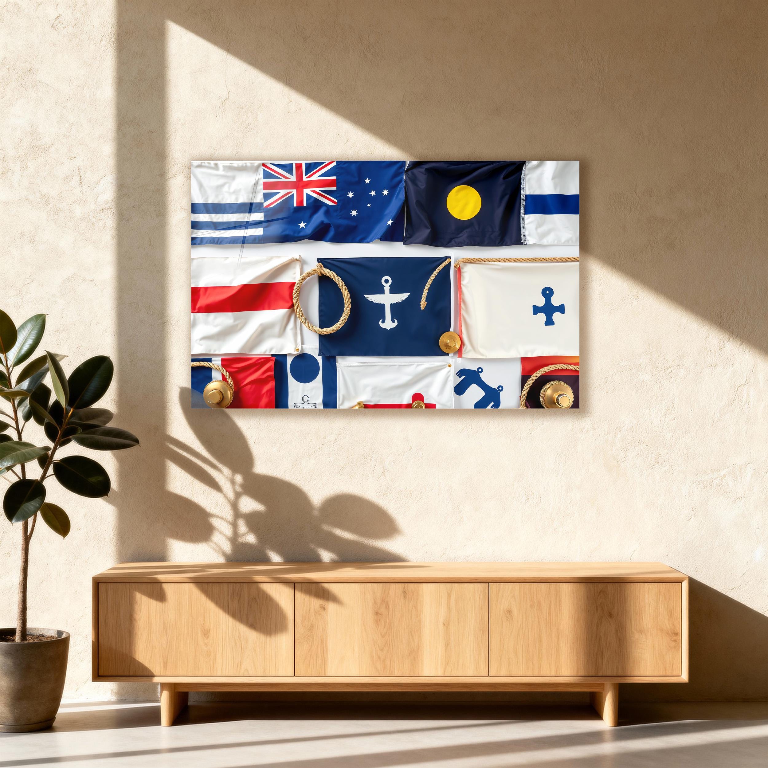 Nautical Flags Tempered Glass Art: Coastal Living Room Decor - Etsy