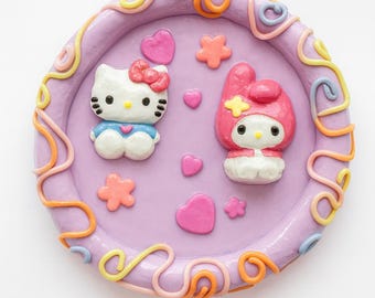 Niedliche Pastell Charakter Schmuckschale, handgemachte Ton Schmuckschale, Kawaii Schreibtisch Dekor, Ringhalter, Geschenk für Sie