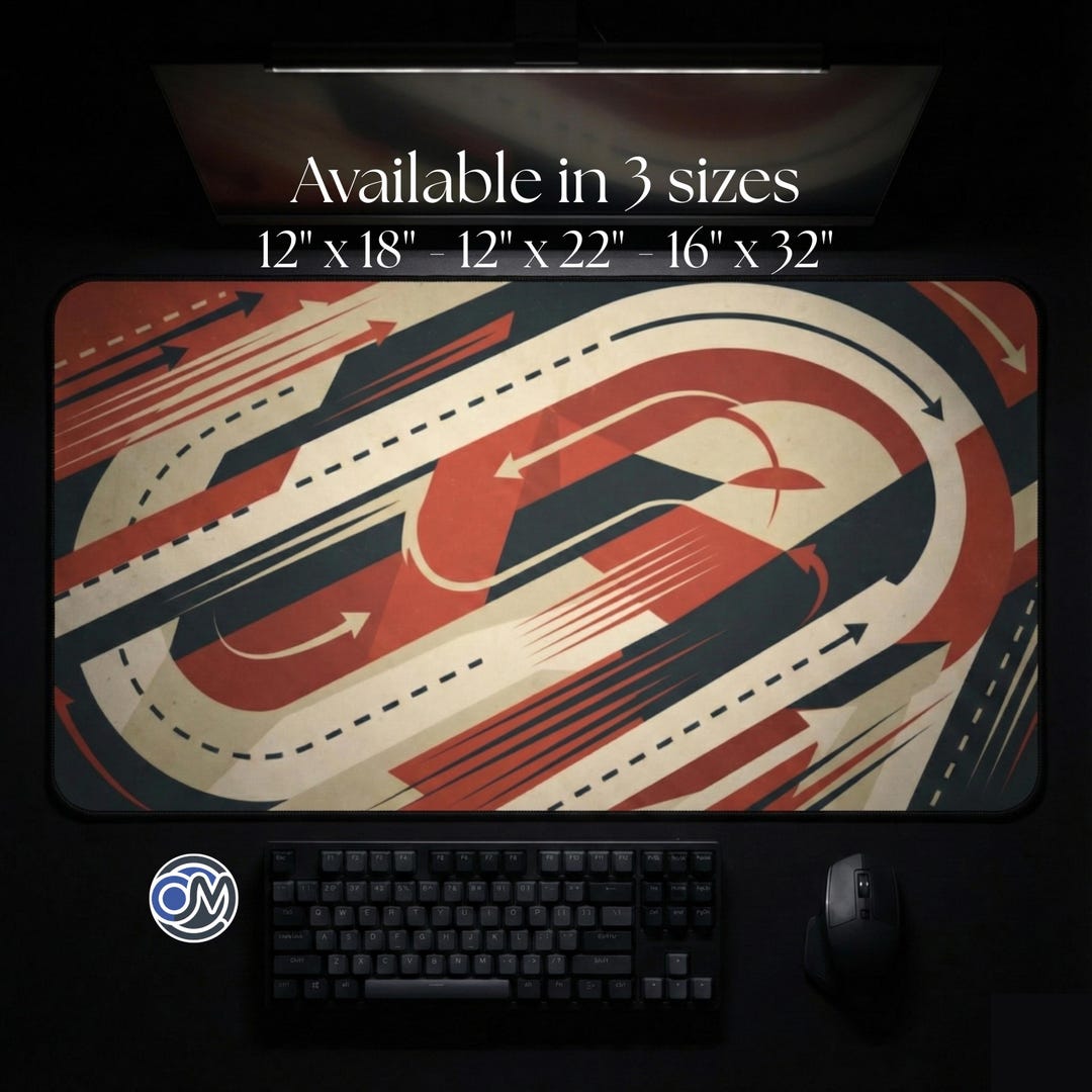 Vintage Racing Desk Mat, Abstract Motorsport Art, Retro F1 Style ...