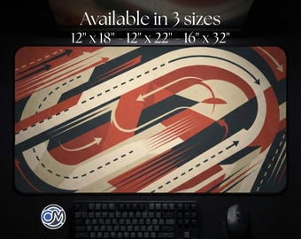 tapis de bureau de course vintage, art abstrait du sport automobile, tapis de souris de style F1 rétro, configuration minimaliste pour Sim Racing, tapis de jeu rouge estompé, cadeau pour amateur de voiture