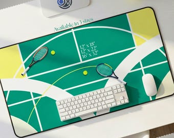 Geometric Tennis Desk Mat, Emerald Green Office Decor, Abstract Sports Mousepad (Small to XL), Minimalist Tennis Player Gift, Modern Setup