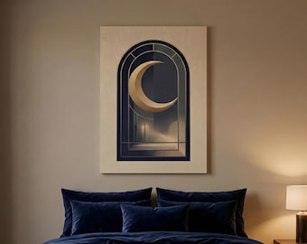 Art mural lune du Ramadan, impression Art déco, affiche religieuse du ciel nocturne, paysage de rêve surréaliste, déco céleste bohème, art numérique, téléchargement numérique