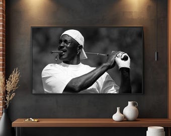 Michael Jordan Golf Print, Cigar, Black & White Sports Art (Digital Download)