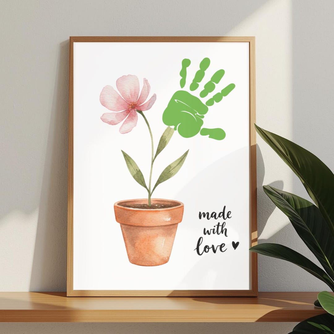 Mother’s Day Handprint Art, Flower Pot Craft for Kids, Love Grows Here ...