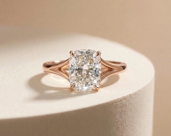 Bague de fiançailles solitaire 3 Ct taille coussin Bague de mariage en moissanite Bague en or massif Bague de promesse