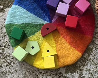 Rainbow Felt Play Mat – Waldorf Montessori Color Learning Toy (Small World Base)