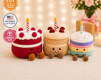 Jellycat Amuseables Cake Plush Toy | Kawaii Dessert Stuffed Birthday Rainbow Cheri Candle Cakes, Birthdays Gift