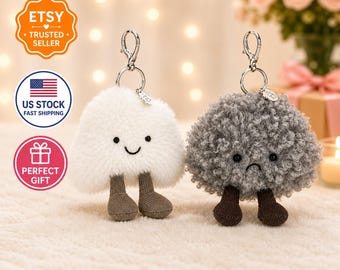 Jellycat Amuseables Cloud Bag Charm | Kawaii Keyring Gift | Soft Toy Accessory | White Grey Cloud Keychains